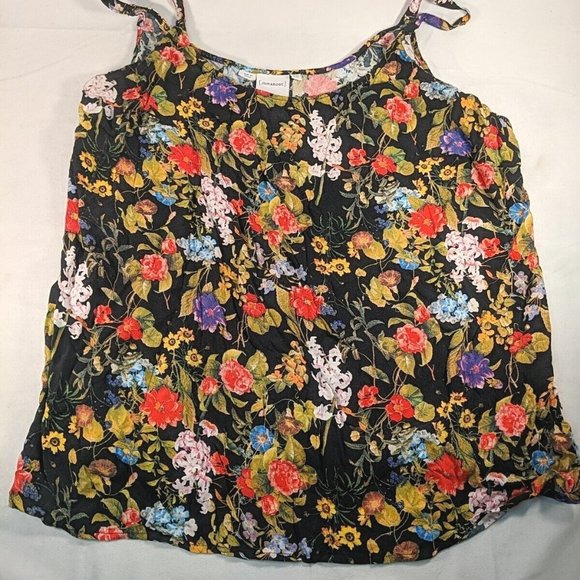 JunaRose Black Multicolor Floral Tank Top Strappy Shirt Womens 22 3XL Singlet - Picture 1 of 9